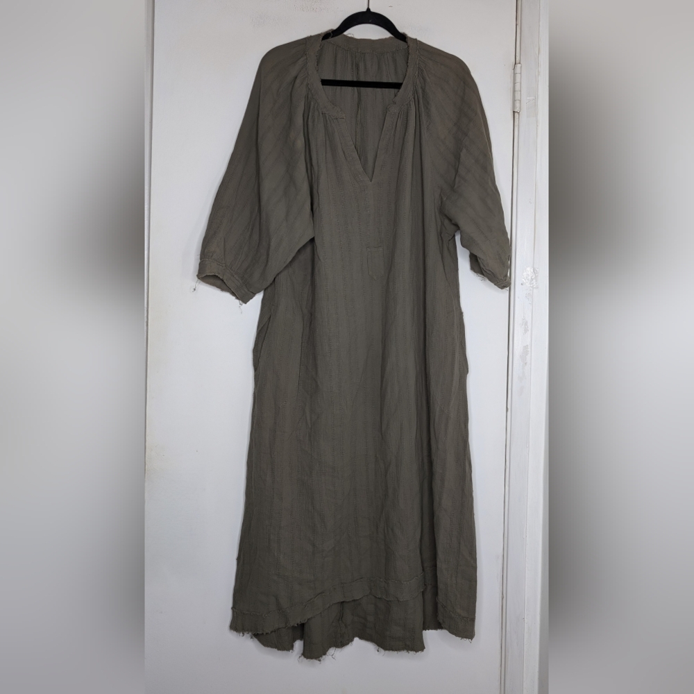 Ocean + Main Gauze Dress With Pockets in Green